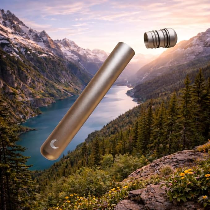 Brando Moon Small Metal Pill Container Tube – Durable Compact Pocket Pill Case 4.5” – Water-Resistant, Travel-Ready Design for Medications, Vitamins & Small Items – Lightweight Easy to Carry