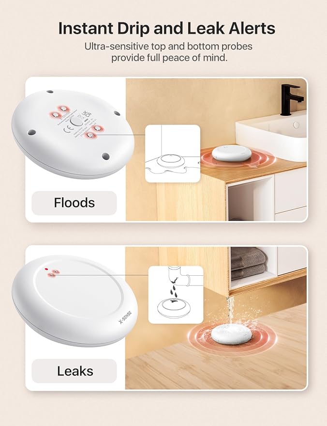 X-Sense Wi-Fi Water Leak Detector (SBS50 Base Station Required), 3 SWS0A Water Sensors