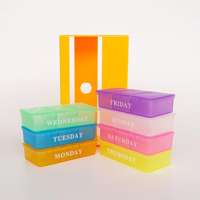 Travel Pill Organizer Box, 3 Times a Day, AM PM Daily Pill Organizer Dispenser Reminder, Medication Case Planner Portable for Purse Pocket Medicine Vitamin, Supplement, Storage Container