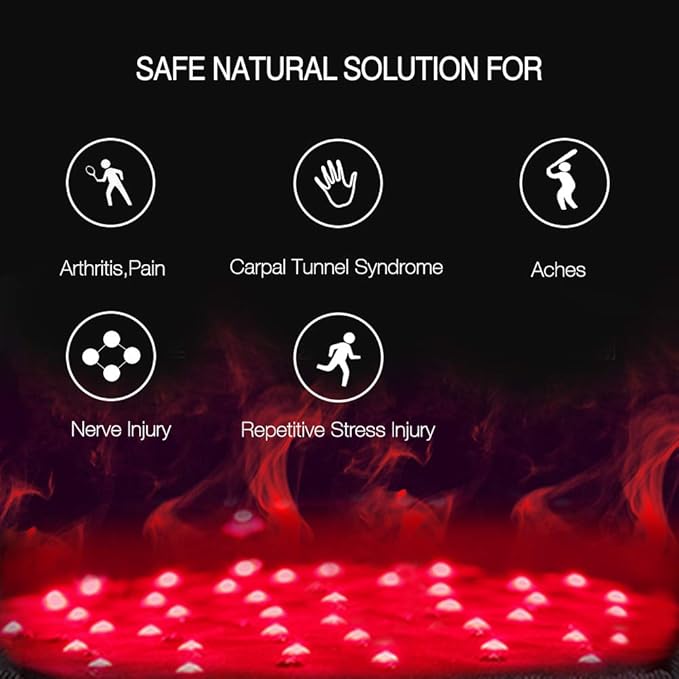 Red Light Therapy Devices 880nm LED Near Infrared for Hand Pain Relief Mitten Double Side pad for Sport Pain Fingers