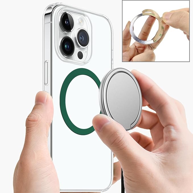 TENOC Universal Metal Ring Sticker for Magnetic Charger Compatible with iPhone/Samsung/Android All Cellphones, Magnetic Mount/Phone Holder Conversion Accessories, 3Pcs, Green
