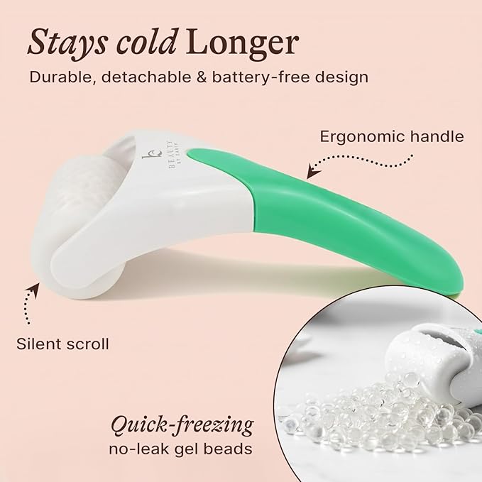 Ice Roller for Face - Smoothes Fine Lines & Wrinkles, Face & Eye Roller for Puffy Eyes, Skin Care Massager, Beauty Gift that Helps Relieve Migraines, Facial & Spa Gifts for Women