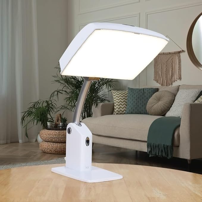 Carex Day-Light Sky Bright Sunlight Therapy Lamp, 10000 LUX Therapy Lamp at 12 Inches, LED Bright White Light with Adjustable Height and Brightness Levels for Mood, White