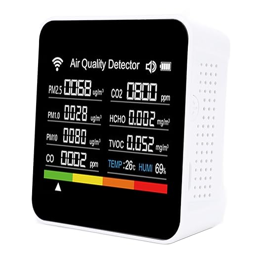 fosa Air Quality Detector - 14 in 1 Smart WiFi Portable Indoor Air Quality Monitor with PM2.5, Temperature, Humidity, VOCs Sensors for Home, Office, Travel
