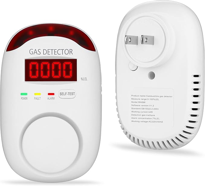 Gas Leak Detector for Home - Plug in Gas Detector for Home Natural Gas,Combustible Gas Detector for LNG, LPG, Propane, Methane