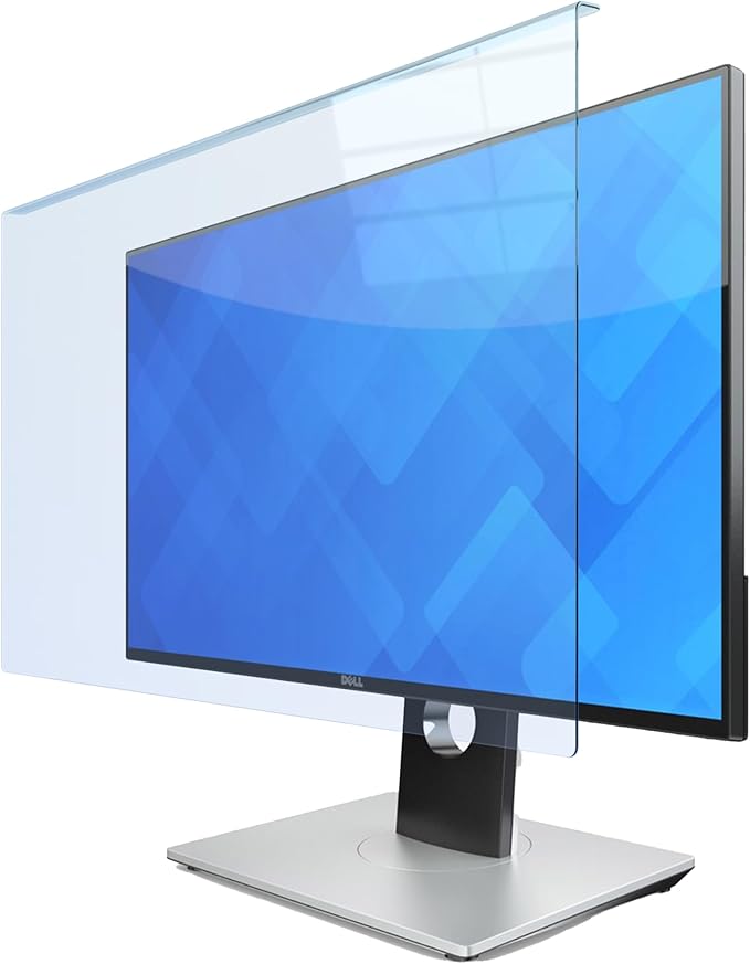 Hanging Anti Blue Light Monitor Screen Protector - Blocks 87% Blue Light & 97% UV, No Installation, 93% HD Clarity, Fits 23-24" Frameless/Bottom Bezel ≤3mm Monitors