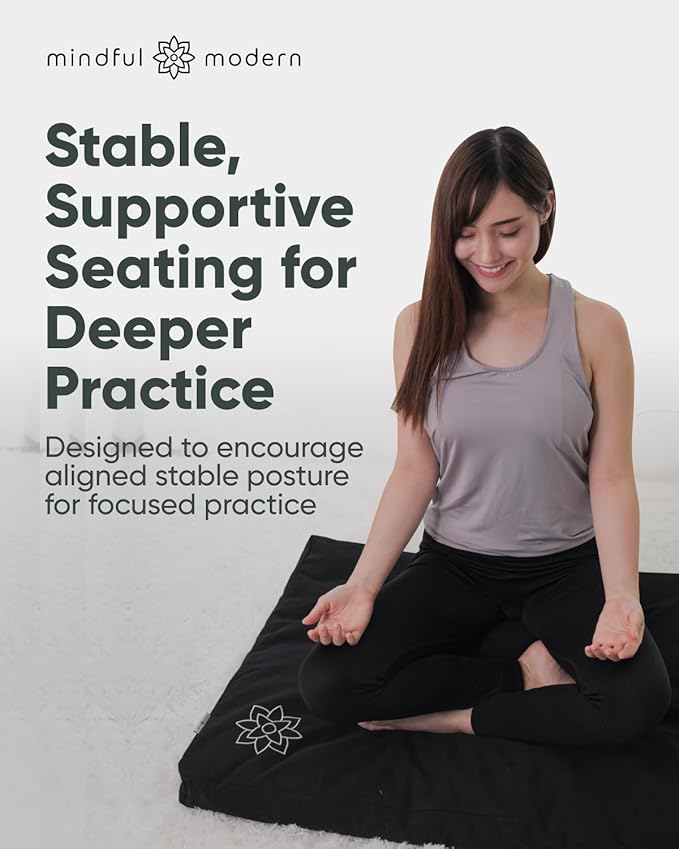 Mindful & Modern Zabuton Meditation Mat - Cotton Filled Yoga and Meditation Pad - Zabuton Meditation Cushion for Kneeling and Sitting Support - Large Rectangular Sitting Floor Pillow for Bench or Zafu