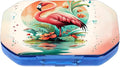 This Portable Flamingo Flower Pattern 6 Compartment Pill Box Can Be Placed in A Pocket Or Wallet to Store Vitamins, Medicines Health Supplements Other Medications.