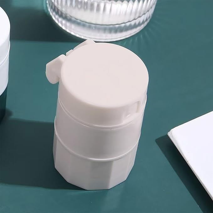 INVODA 3-in-1 Pill Crusher & Cutter with Built-in Storage – Compact Pill Organizer for Vitamins, Tablets & Medications – Durable Stainless-Steel Blade, BPA-Free, Travel-Friendly Design