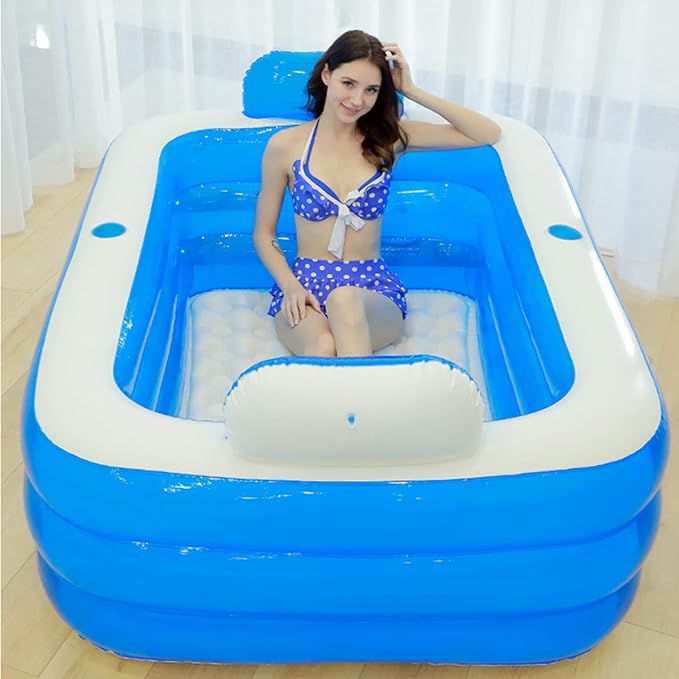 Inflatable Adult Bath Tub 2 Person,Freestanding Blow Up Bathtub with Foldable Portable Feature for Adult Spa,Indoor and Outdoor Universal Folding Pool with Electric Air Pump