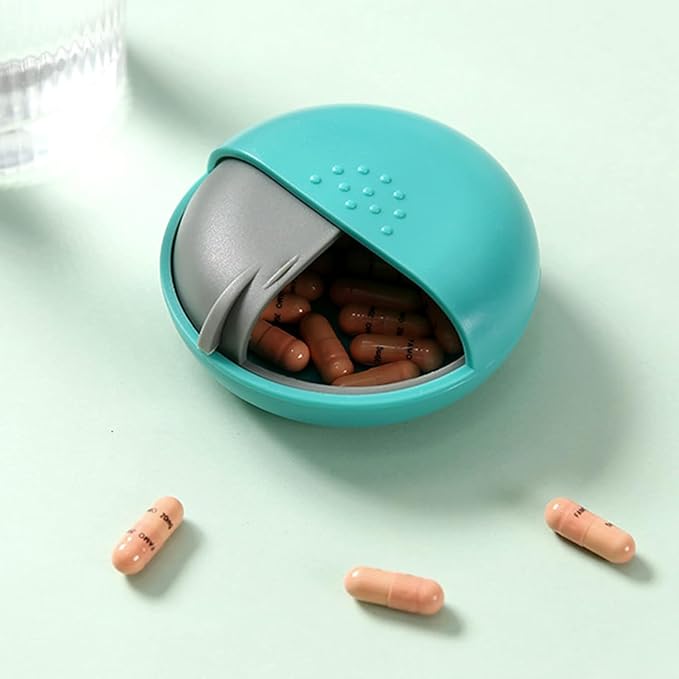 INVODA Travel Pill Organizer Cute Round Pill Box for Purse Compact Medicine Container for Pills, Fish Oil, Vitamins & Supplements