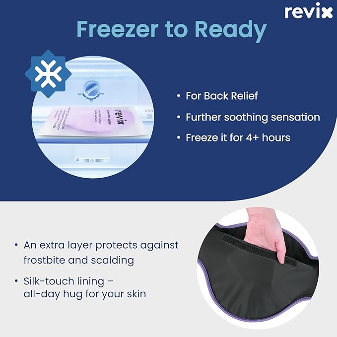 REVIX Extra Large Ice Pack for Back, 2 Packs, Reusable Gel Ice Pack Wrap for Lower Back, 13.4” x 11”, Cold Compress Therapy for Waist, Lower Lumbar, Tailbone Discomfort Relief, Muscle Relaxation