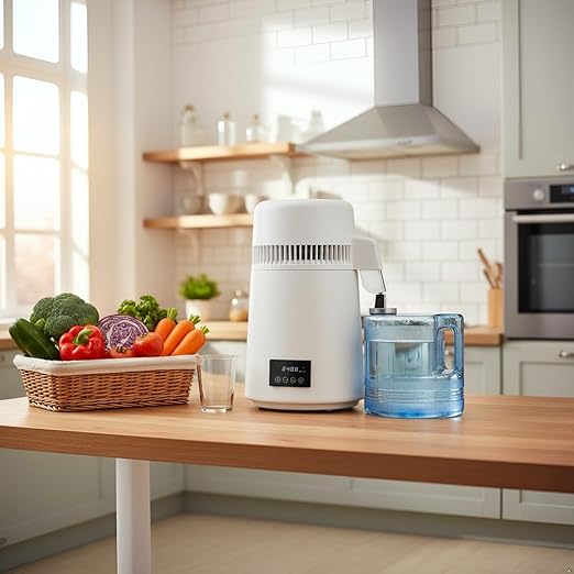 CO-Z 1.1 Gallon Water Distiller, 4L Distilled Water Machine with Timer & Reservation, 750W Distilled Water Maker for Drinking Water Purification, Countertop Water Distiller for Home Office Travel More