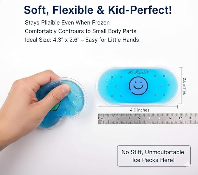 Small Ice Packs, Boo Boo Ice Pack for Injuries Hot & Cold Ice Packs Bulk Reusable Ice Pack Cold Compress for Pain Relief, Christmas Gift (4 Count (Pack of 1) Smile)