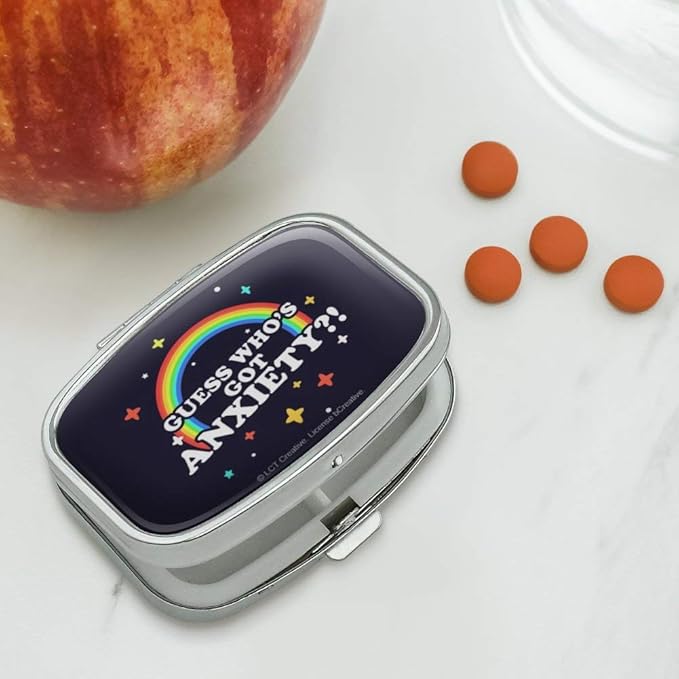 Graphics & More Guss Who's Got Anxiety Rainbow Funny Humor Rectangle Pill Case Trinket Gift Box