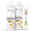 Age-Defying Microcurrent Conductive Gel with Hyaluronic Acid & Niacinamide (Vitamine B3), 8.45 fl oz - Long-Lasting, Non-Greasy, Hypoallergenic - 2 Bottles + Applicator, 8.45 fl oz / 250mL