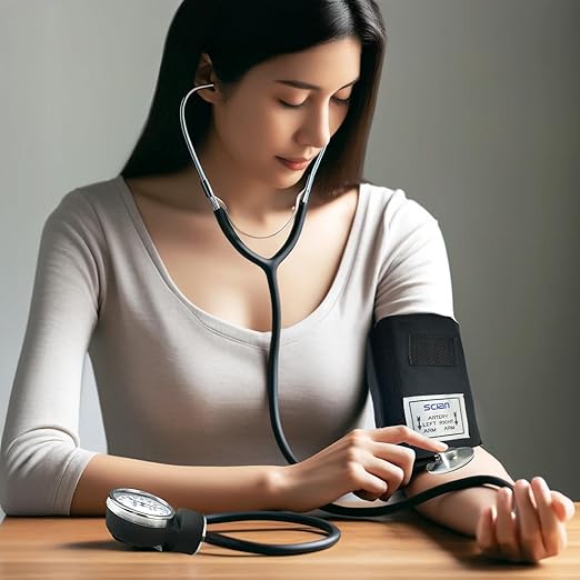 Scian Manual Blood Pressure Cuff with Stethoscope – Aneroid Sphygmomanometer with D-Ring Adult Cuff 8.7”-16.5” in Carrying Bag for Nurses Doctors Senior Home Use (Black)