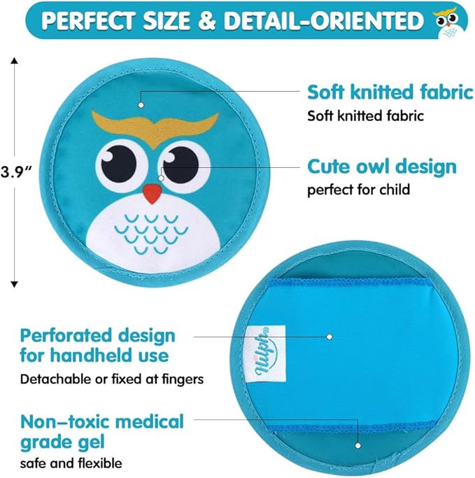 Hilph Kids Ice Pack for Boo Boos, 3 Durable & Washable Toddler Hot Cold Packs for Kids Injuries Reusable, Cute Gel Ice Pack for Children Pain Relief, Swelling, Bruise, Fever