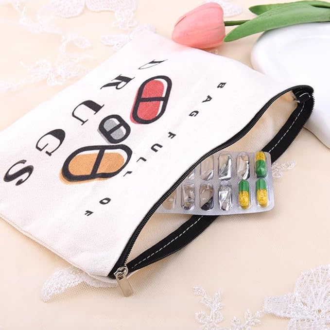 Funny Medicine Travel Bag Pill Pouches for Women Patients Medication Organizer Storage Bag Pharmacist Nurse Doctor Med Pouch Practitioner Dental Assistant Gifts Makeup Cosmetic Bags Med Toiletry Pouch