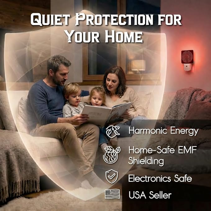 EMF Protection Plug in for Home – Electromagnetic Field Shielding Device for WiFi & Smart Meters | Integrated Red Light | Chaos Signal Blocker | Harmonic Energy | Sacred Geometry Design | USA Seller