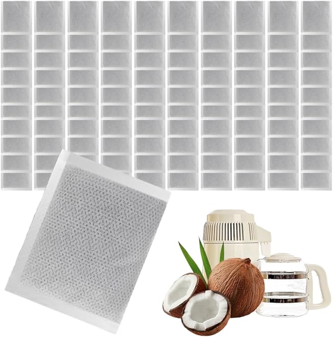 100 Pack (1.7 Pounds) Activated Charcoal Distiller Water Filters, Coconut Shell Replacement Activated Carbon Filter Sachets Compatible with Megahome and Other Countertop Distillers