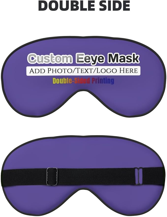Personalized Eye Mask Add Picture Text Image Logo Custom Travel Sleeping Masks for Home Office Customized Sleep Mask for Men Women Blocks Light Adjustable Strap Lilac