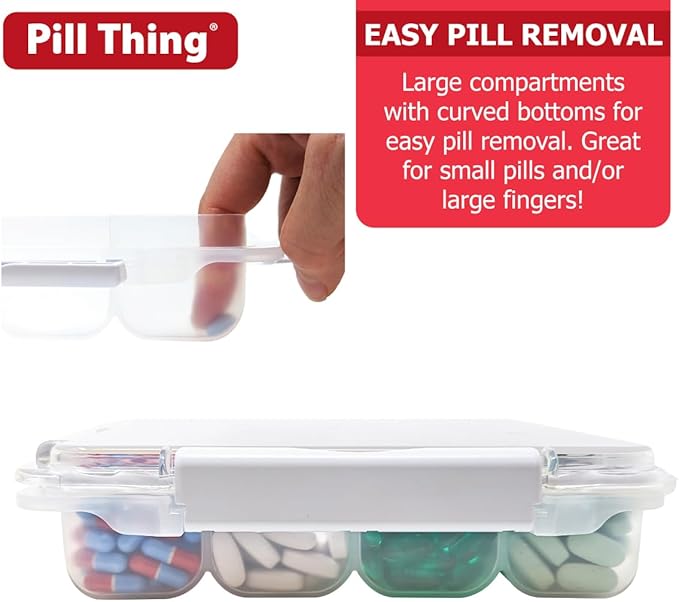 Pill Thing Large Monthly Pill Organizer with Built-in Handle - Medicine Organizer Pill Case with Deep Compartments and Airtight lid - Travel Pill Box
