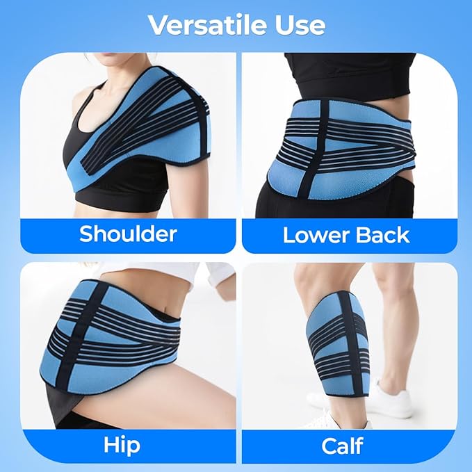 Ice Pack for Back Pain Relief with Compression, 2 Packs Reusable Lower Back Wrap Ice Brace Hot Cold Therapy for Sciatic Injuries, Tailbone Pain, Lumbar Surgery, Coccyx, Herniated Disc