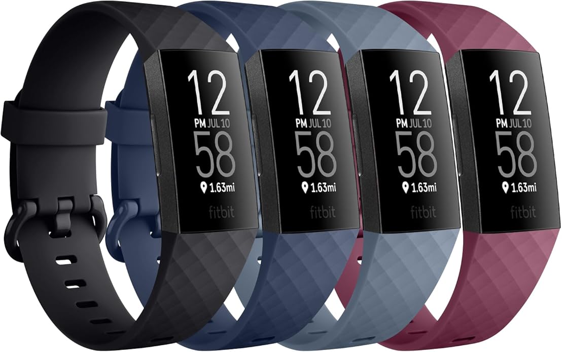Vancle Bands for Fitbit Charge 4 Bands/Fitbit Charge 3 Bands Women Men[4 PACK], Classic Soft Replacement Sport Straps Wristbands for Fitbit Charge 4 / Charge 3 Fitness & Health Tracker