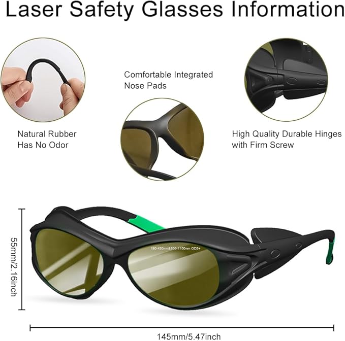 mozeeda Professional IPL Laser Safety Glasses Eye Protection,190-450nm&800-1100nm Protective Tanning Goggles for Blue light laser engraving Laser cutting Welding gas cutting Machine