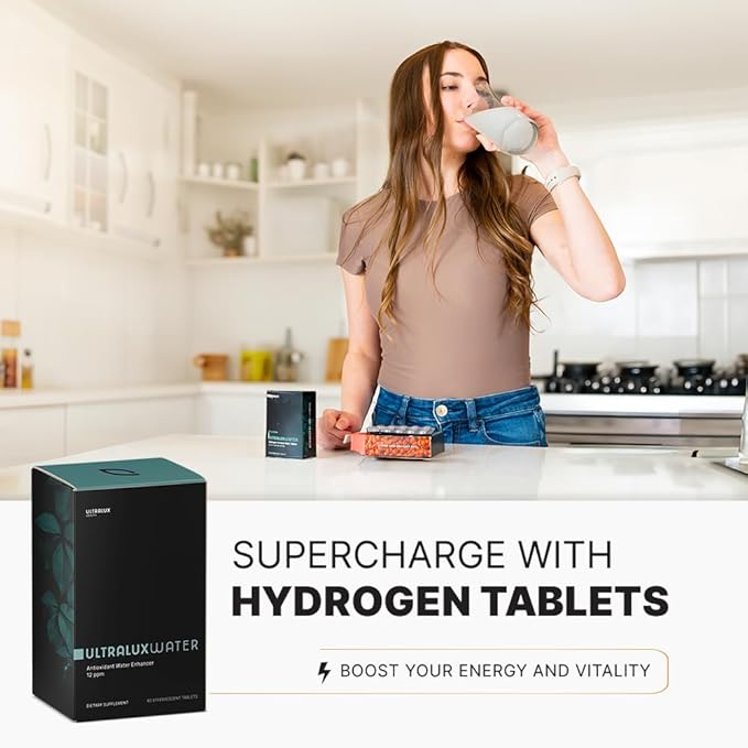 UltraLux Health Hydrogen Water Tablets, Raspberry Flavor, 60 Count, Energy and Focus Support, up to 12 parts per million (ppm)