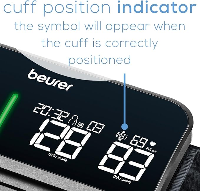 Beurer BM81 easyLock Automatic Upper Arm Blood Pressure Monitor, Smart Cuff Without Cables for Fast Measurement, Data Transfer to Apple Health and co, Bluetooth, 240 Memory Sets