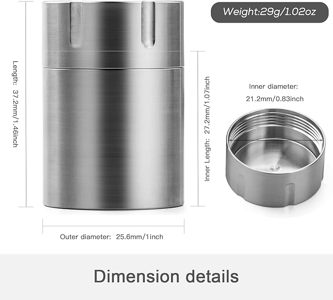 TISUR Portable Pill Cases, Metal Titanium Pill Holder Pocket Small Pill Box Keychain Waterproof Pill Bottle Medicine Organizer Case Container for Travel Purse Outdoor Camping (Titanium Pill Bottle)