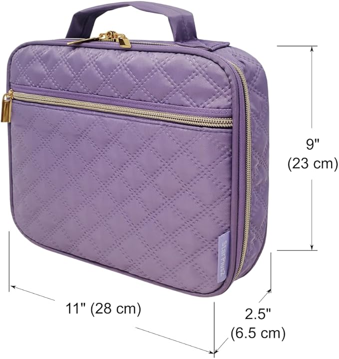 Large Travel Pill Bottle Organizer, Slim Medicine Bag, Carrier for Medications and Medical Supplies - Purple Ultrasonic