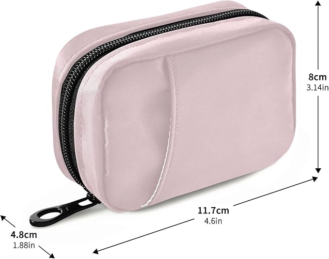 Pill Box 7 Day Case Travel Organizer Bag with Zipper Portable Weekly Compact Size for Vitamin Supplement Holder, Solid Color Light Pink, 4.6 x 3.14 x 1.88 Inch, 1.0 Count, 0.12 kilograms