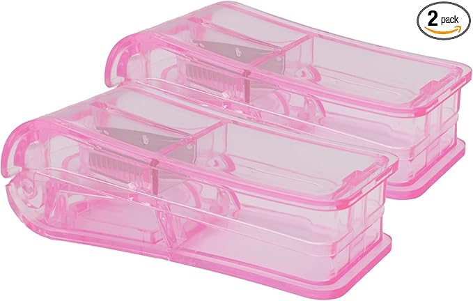 Pill Cutter, Splitter, Organizer for Pills/Supplement/Medication 2 Pcs (Pink)