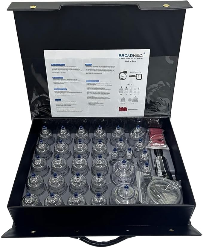 Premium Cupping Therapy 30 Cups Set, Including Pump Handle, Extension Tube, Massage Sticks, Made in Korea