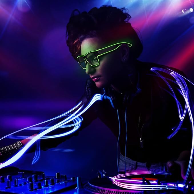 Ainiv Wireless Light Up Glasses 3 Modes LED Luminous Glasses Glow in the Dark for Parties, DJ, EDM, Halloween, Christmas