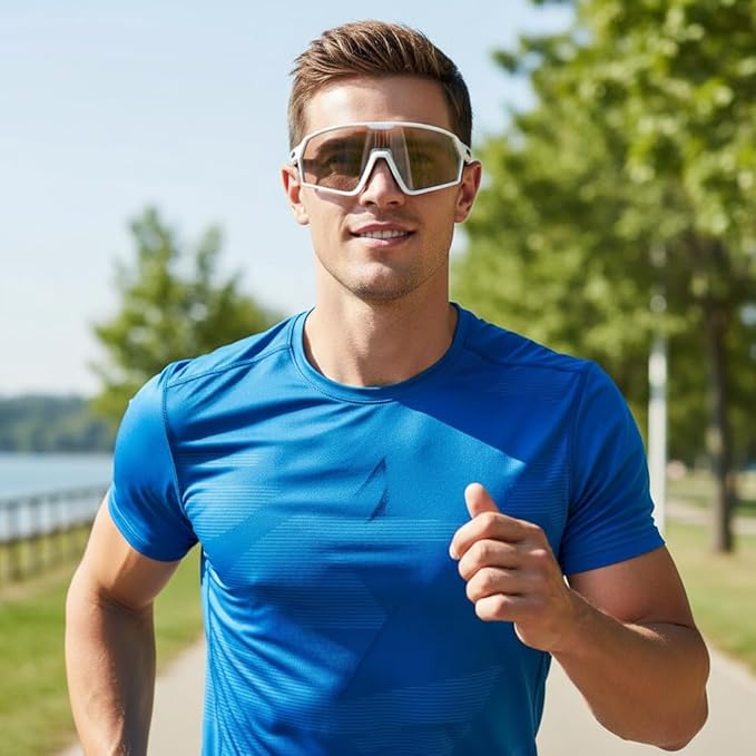 BangLong Photochromic Cycling glasses for Men Women, Clear Running MTB Sunglasses UV Protection
