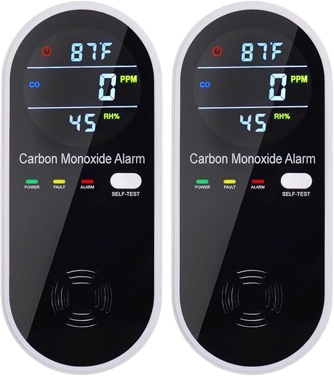 3-in-1 Carbon Monoxide Detectors Plug in Wall, Portable Carbon Monoxide Detector for Travel, CO Gas Meter Temperature Humidity Sensor Built-in with LCD Display Voice Light Warning