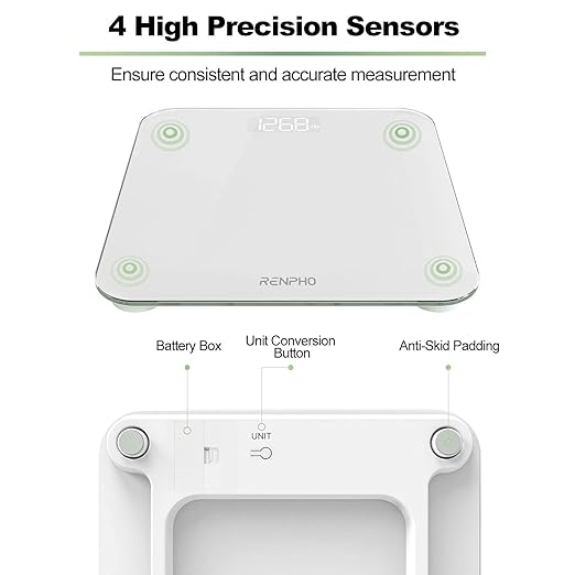 RENPHO Scale for Body Weight, Mechanical Bathroom Weighing Scale, Highly Accurate & Measures Weight up to 400 lb/180kg, Batteries Included, 10.2"/260mm, White