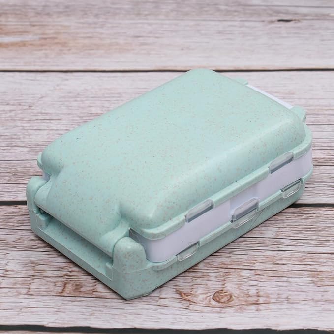 Cabilock Portable Medicine Box 2-Pack Foldable 3-Layer Pill Organizer with 8 Compartments Compact Travel Case for Daily Medication Vitamins and Supplements Storage