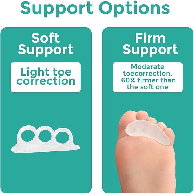Welnove Hammer Toe Straightener Toe Corrector for Women - 8 Pcs Hammer Toe Cushion Pads for Bent, Crooked, Curled, Claw, and Hammer Toes - Soft Support and Realignment(Clear, 3 Loop Design)