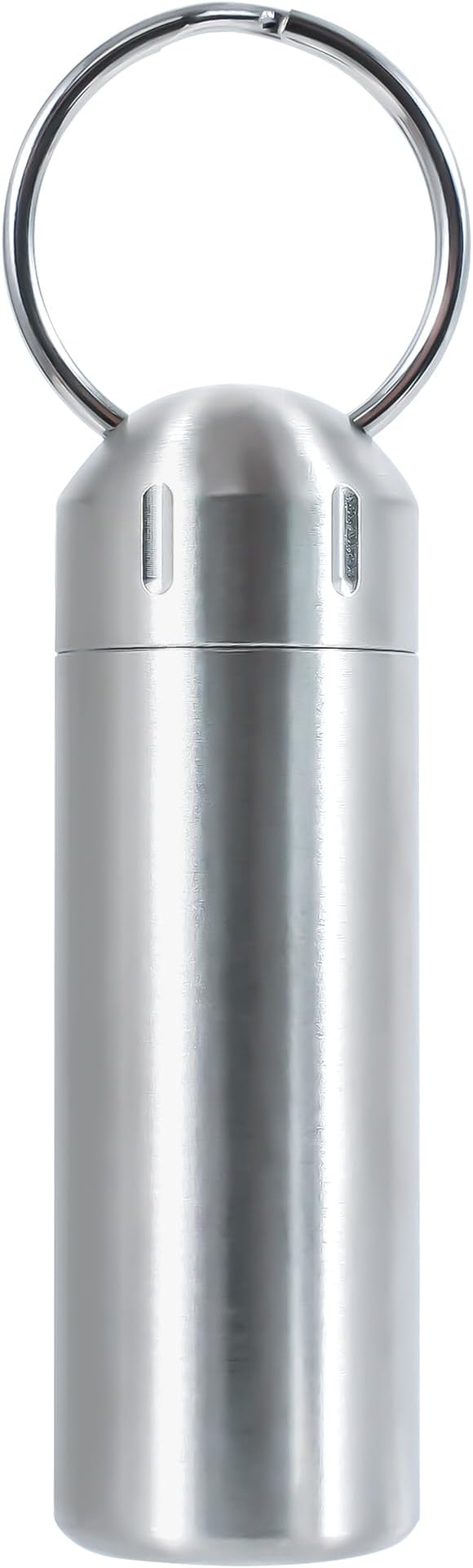 VTAR Pill Organizers, Waterproof Single Chamber Stainless Steel Travel Small Pill Box, Keychain Pill Holder Container for Purse or Pocket (Silver)
