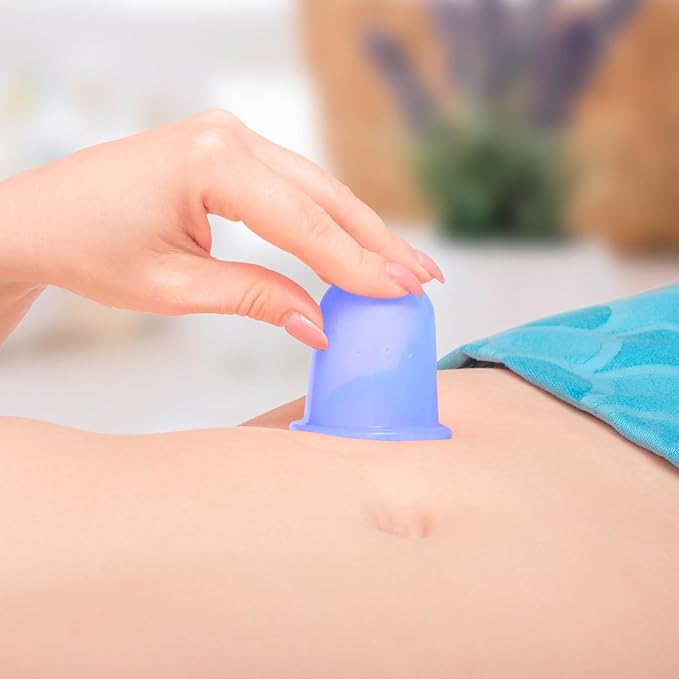 Silicone Cups for Cupping Therapy Included 4 Pcs Cups and 1 Pc Bag,Cupping Kit for Massage Therapy,Cellulite Reduction Vacuum Cup(Blue)