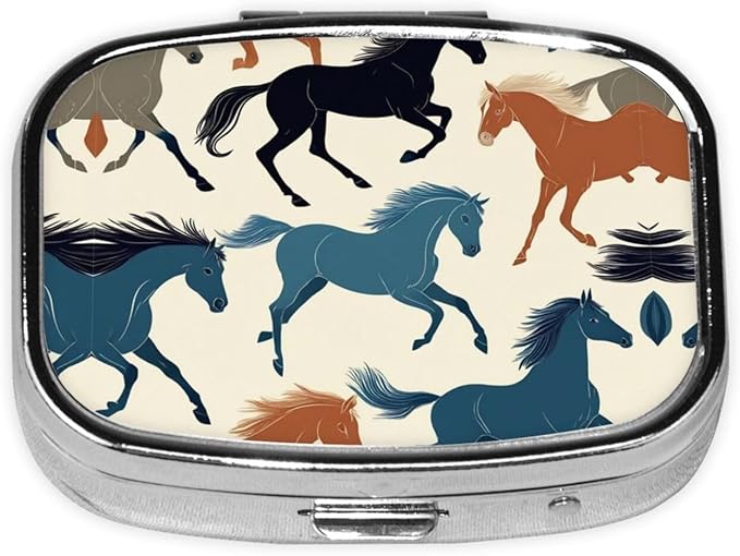 Package Little Cute Pill Box Moisture Proof, Western Wild Horse Plaid Portable Pocket Pill Case Carrier Medicine Organizer Gifts for Men Women