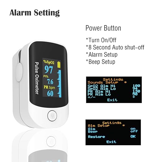 Pulse Oximeter, OLED Display Oxygen Monitor Fingertip, Blood Oxygen Saturation Monitor (SpO2) with Carrying Case, Batteries and Lanyard