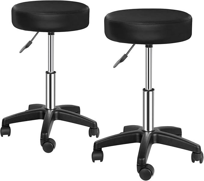 SUPER DEAL Adjustable Height Hydraulic Rolling Swivel Stool Tattoo Facial Massage Spa Salon Medical Stool,Set of 2,Black