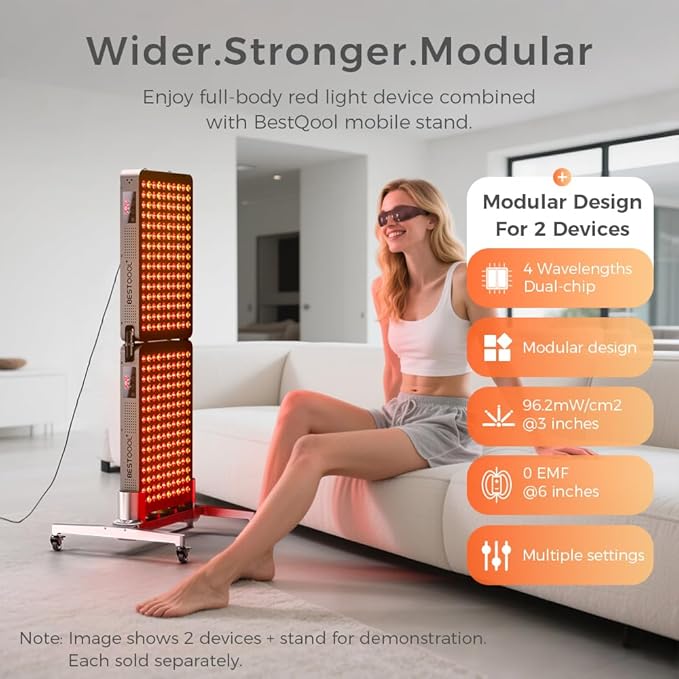 BestQool Red Light Therapy Device, 4 Wavelengths Full Body Near Infrared Red Light Therapy for Face, Elite Grade Dual Chip 150 LEDs, High Power Output Red Light Panel and Infrared Light Lamp. 250W.