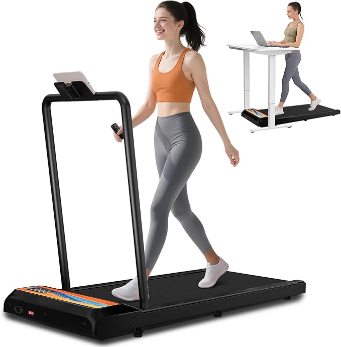Walking Pad Treadmill, 3 in 1 Under Desk Treadmill for Home Office w/2.5HP Motor/4.0MPH/45dB, Walking Pad w/Safety Handle/Remote/LED Display, Portable Treadmills Supports Up to 300lbs